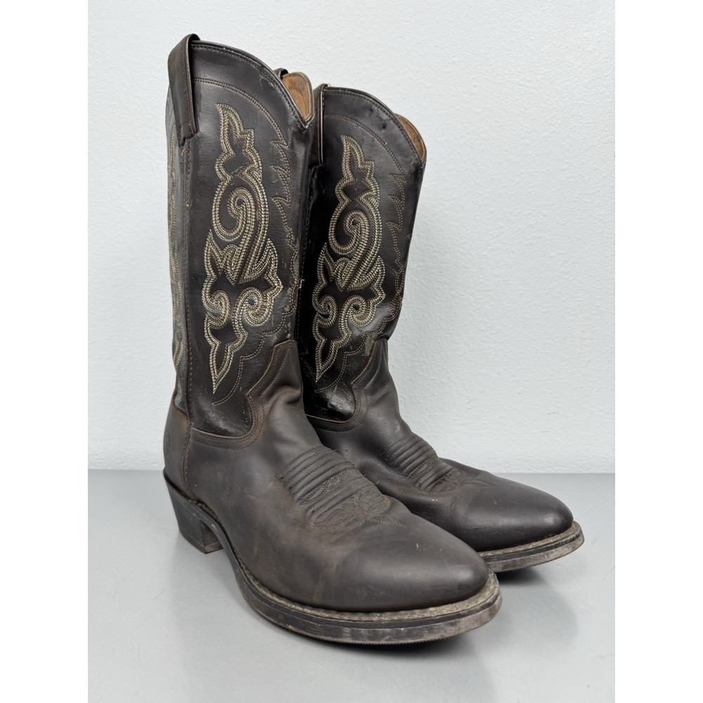 Double H Cowboy Boots Mens 7.5 D Brown Espresso Leather Work Beaters Ranch Farm
